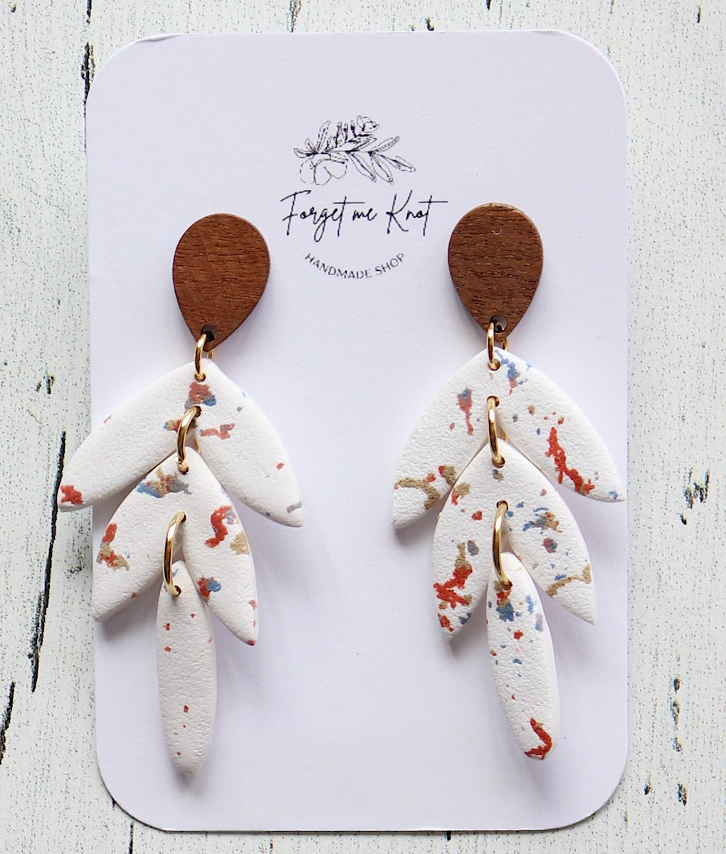Boucles d’oreilles Feuilles pendantes terrazzo