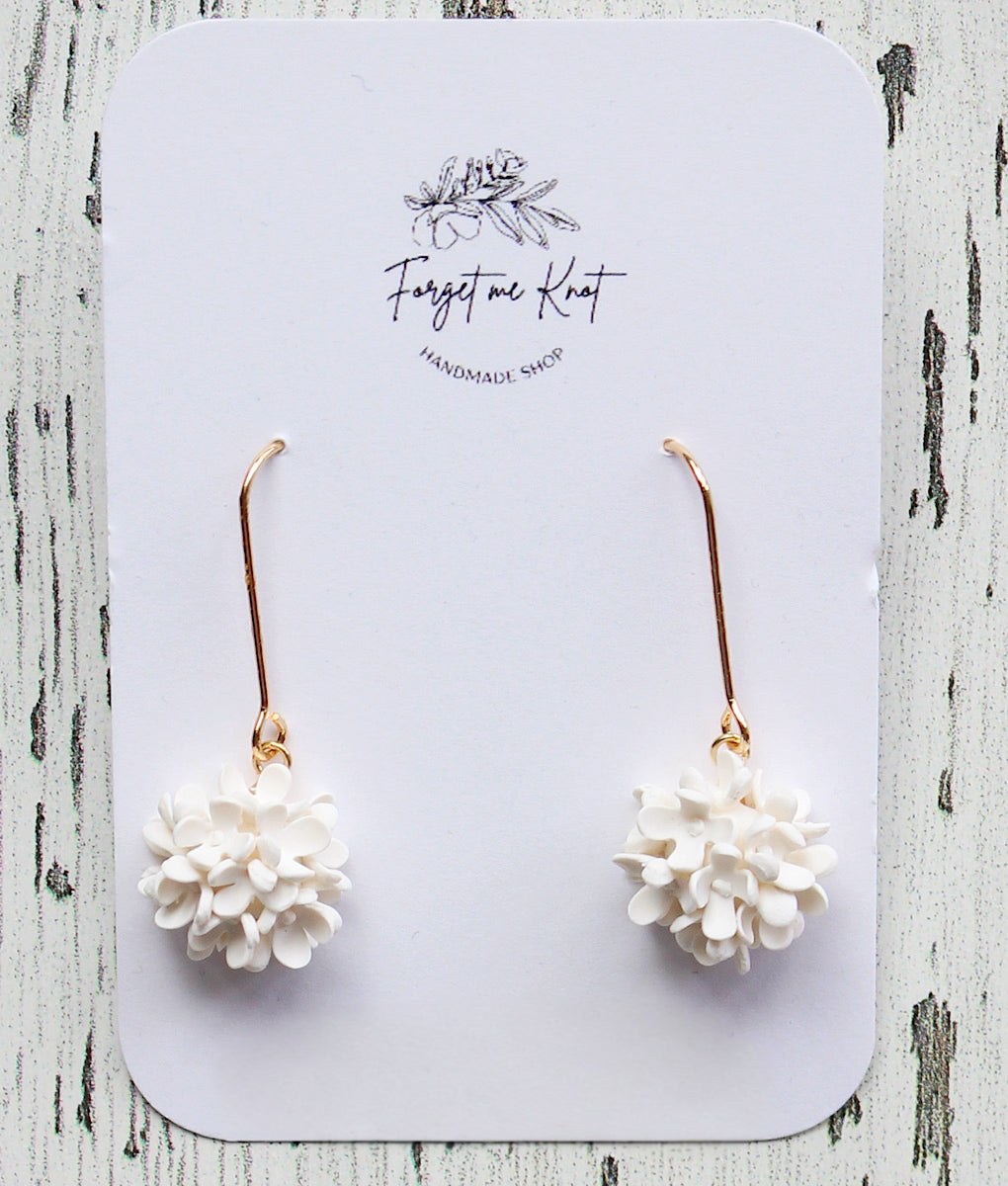 Wood and flowered square earrings