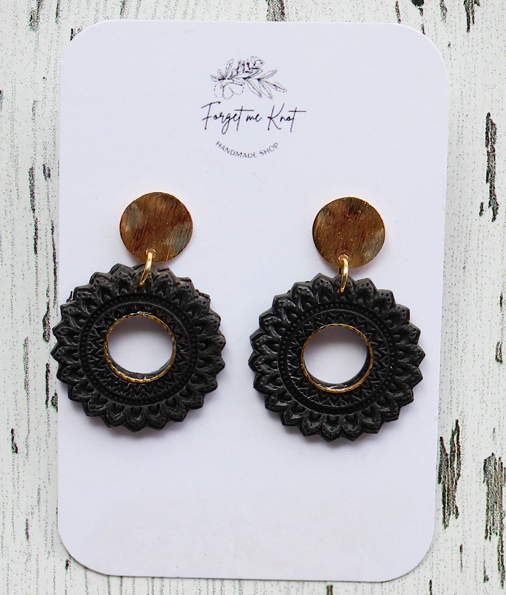 Boucles d’oreilles mandala noires