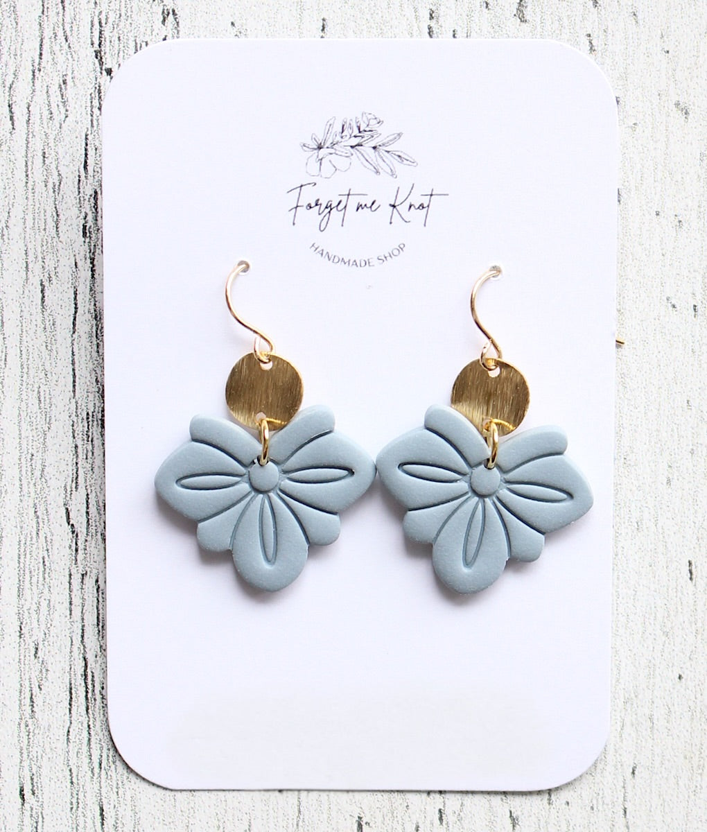 Black triple petal earrings