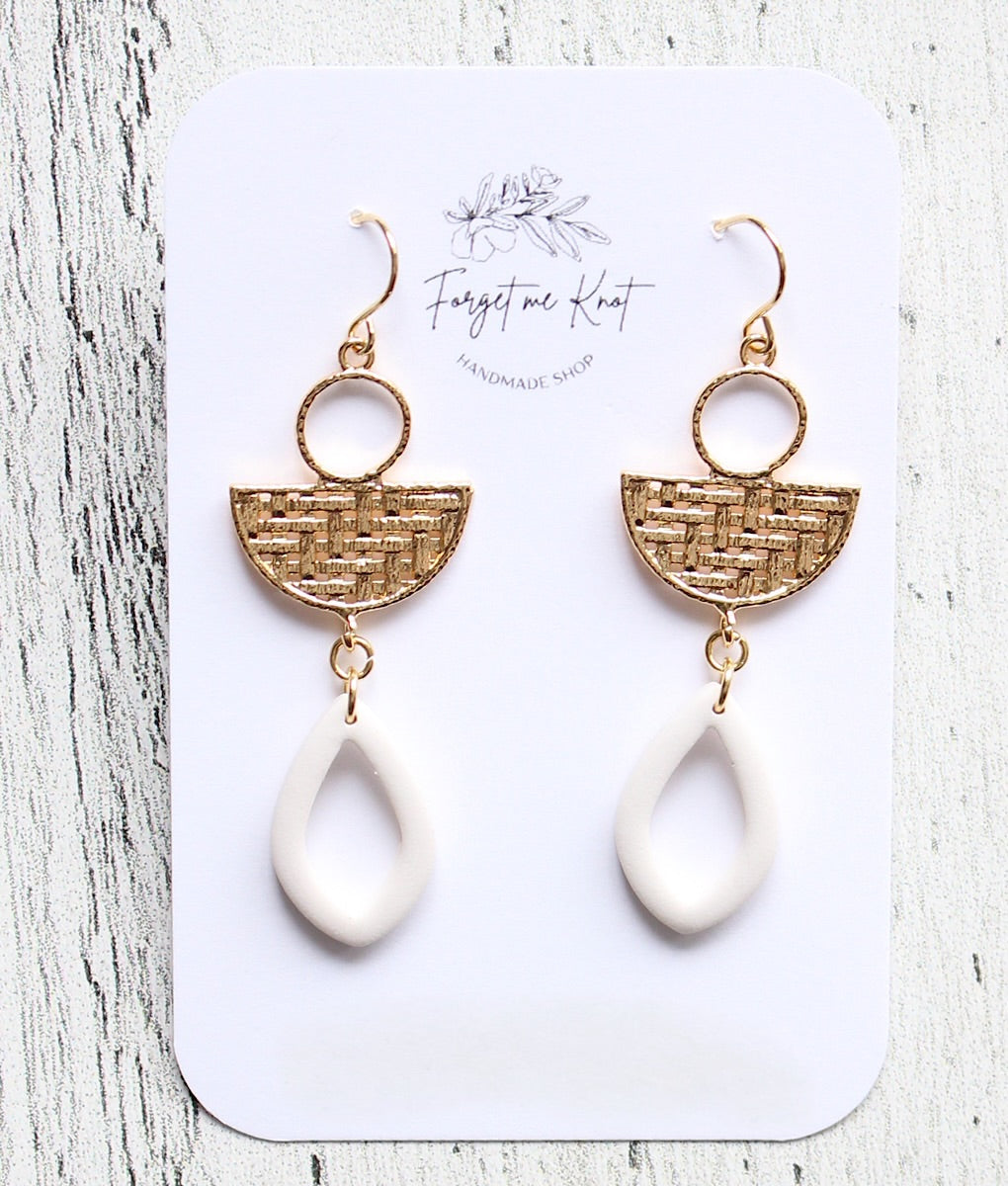 Teal leaf earrings