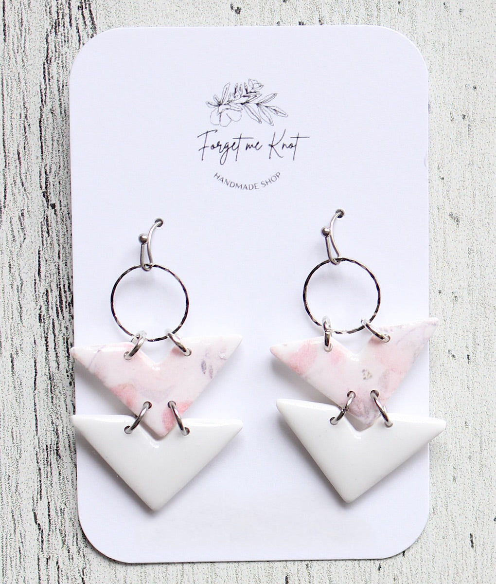 Long gray arch earrings