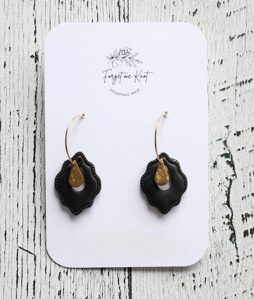 Boucles d’oreilles biseaux dorés noir