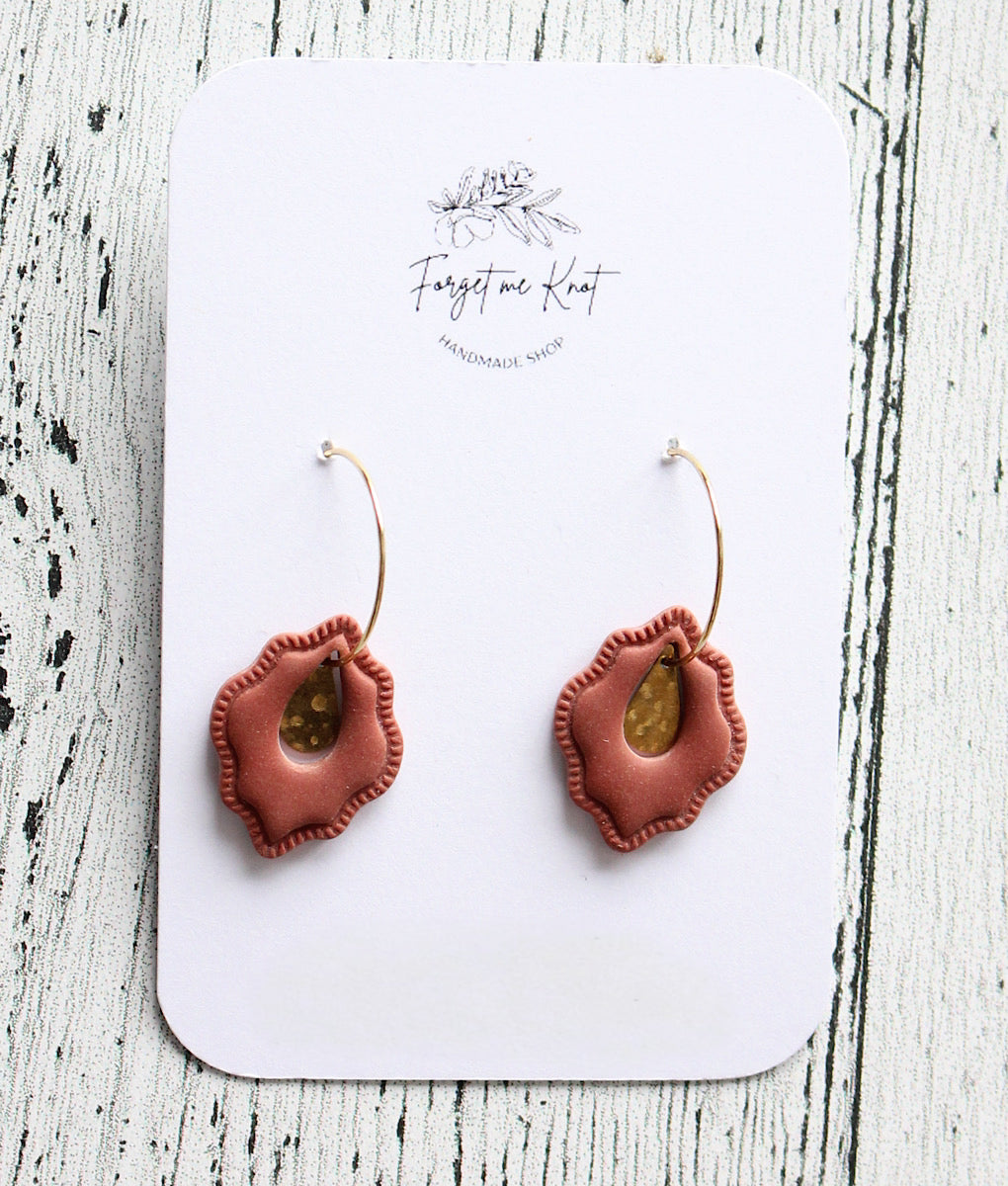 Boucles d’oreilles biseaux dorés couleur brique